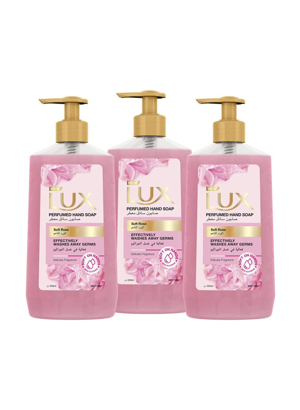 

LUX Glycerine Enriched Soft Rose Antibacterial Liquid Hand Wash, 3 x 500ml