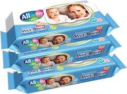 All Day 3 x 72 Sheets Anti Bacterial Wipes for Kids