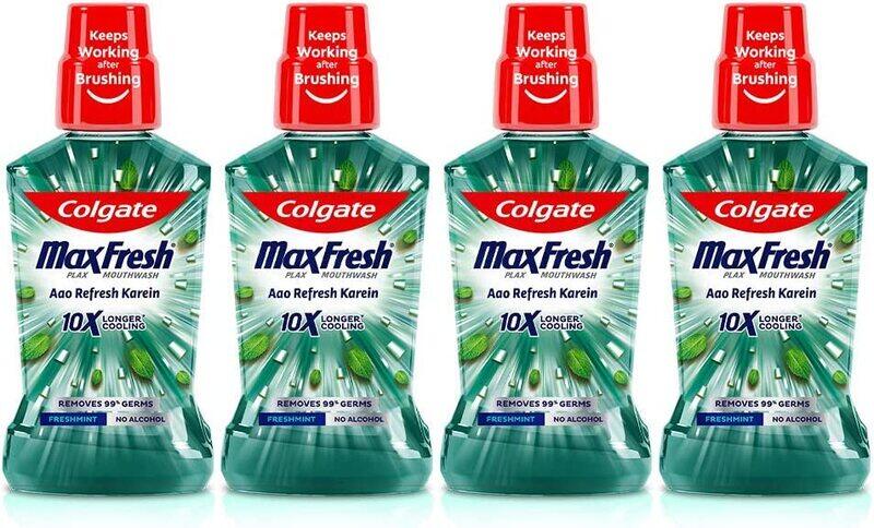 

Colgate Max Fresh Mint Plax Antibacterial Mouthwash, 250ml, 4 Pieces