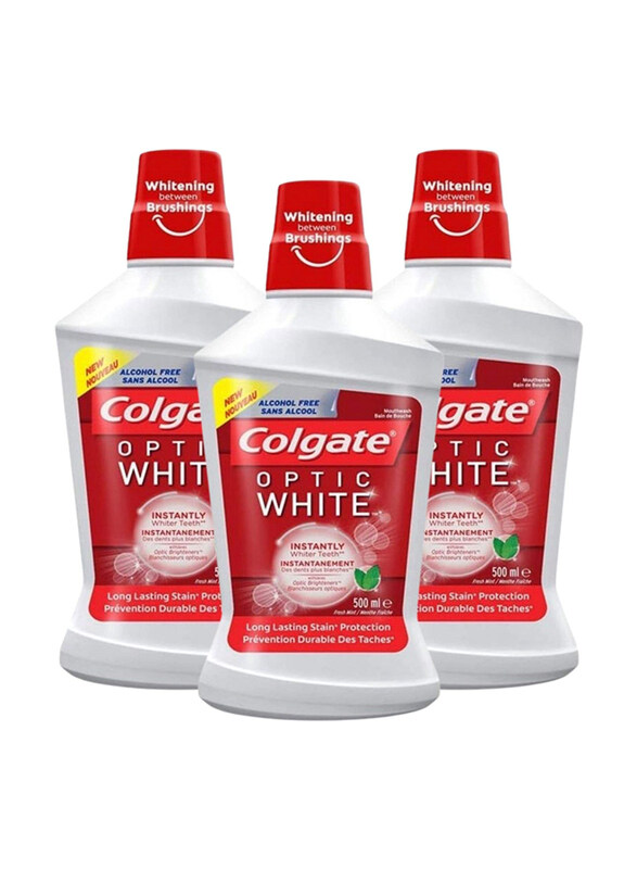 

Colgate Alcohol-free Formula Instantly Whiter Teeth Mouthwash, 3 x 500ml