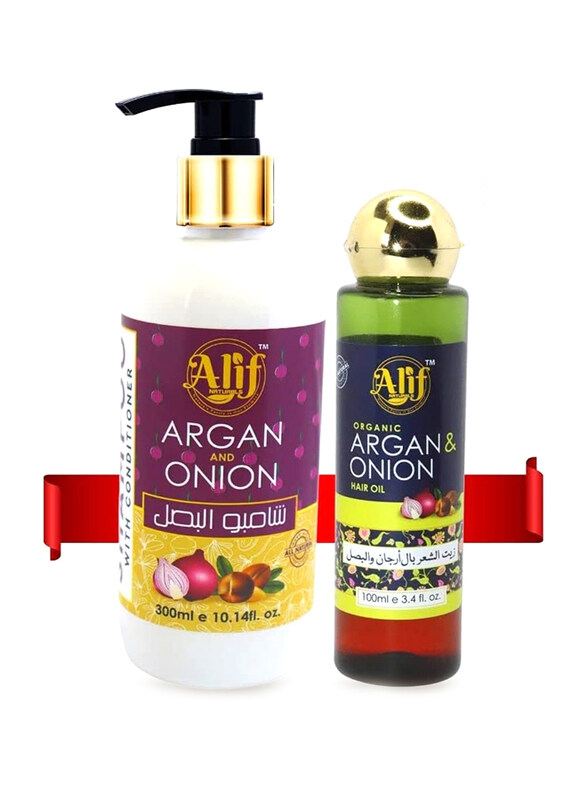 

Alif Naturals Argan & Onion Naturals Shampoo with Oil, 2 Pieces