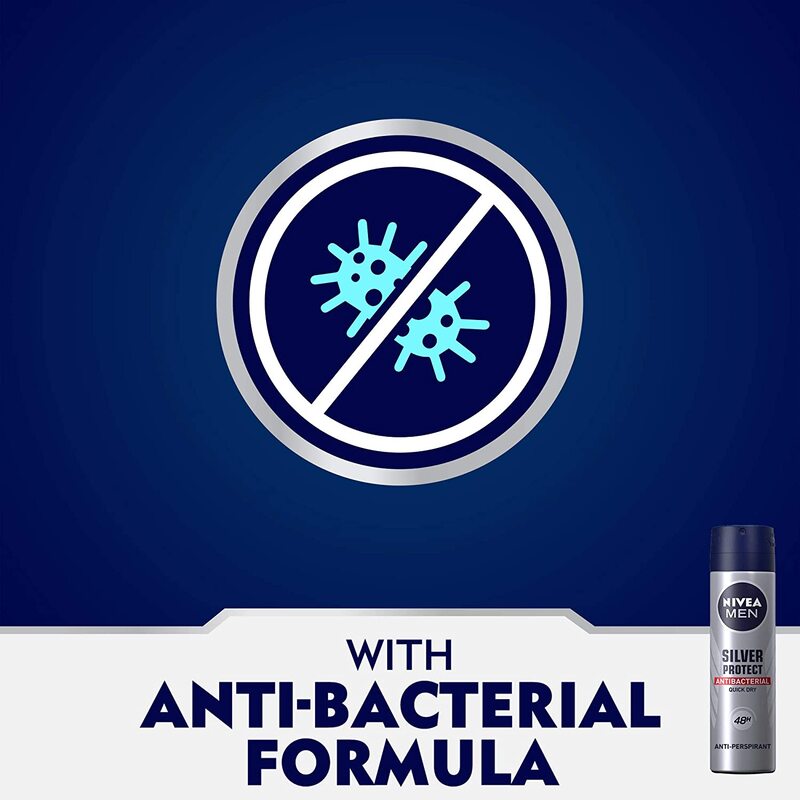 Nivea Men Antiperspirant Spray Silver Protect Antibacterial Protection, 150ml