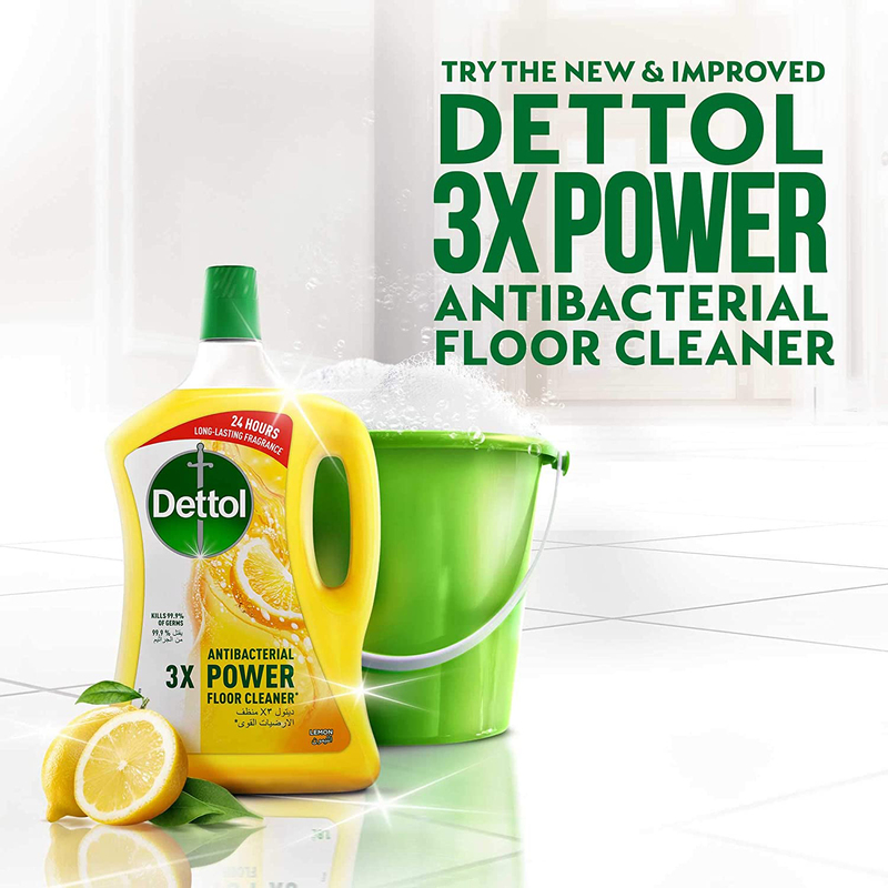 Dettol Lemon Antibacterial Power Floor Cleaner, 3Litres