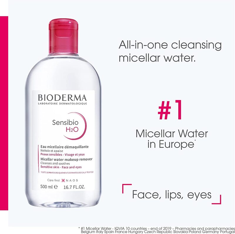 Bioderma Sensibio H2O Make-Up Removing Micellar Water for Sensitive Skin, 500ml