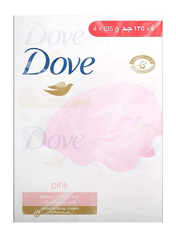 Dove Moisturising Beauty Cream Bar Soap Pink, 4 x 135g