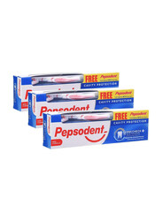Pepsodent Germicheck Toothpaste with Toothbrush, 3 x 150g