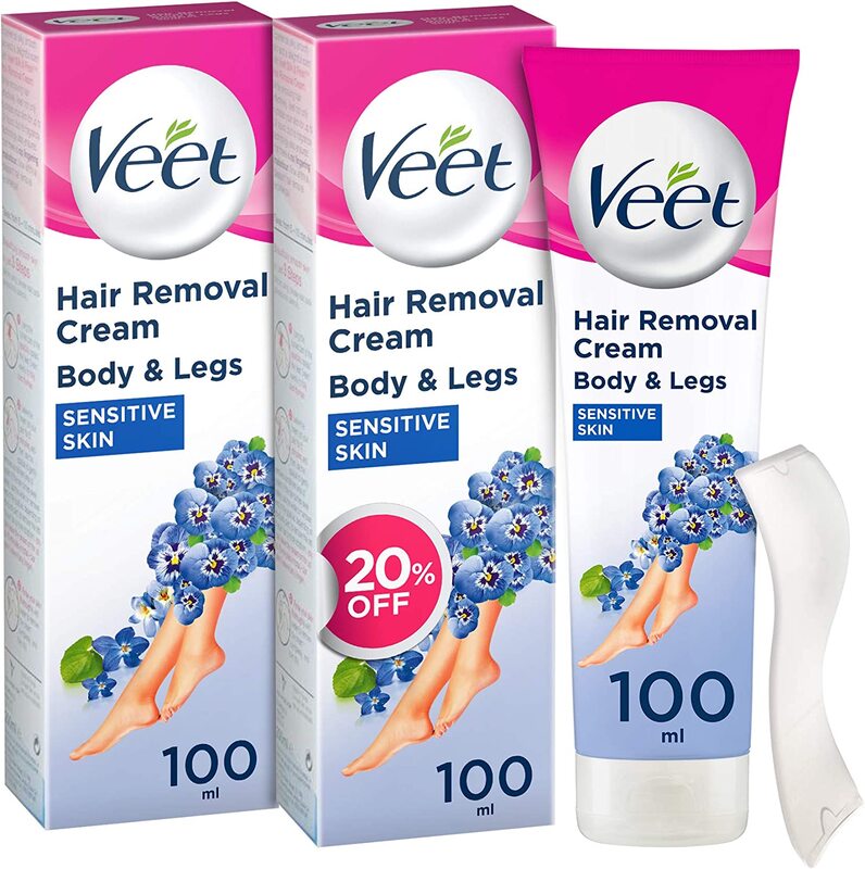 Veet Cream Sensitive Skin Hair Removal, 2 x 100ml
