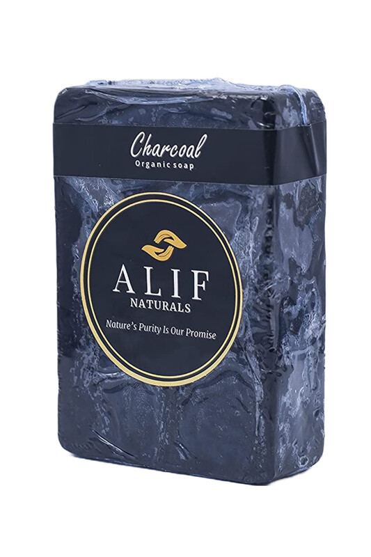 

Alif Naturals Handmade Organic Charcoal Soap For Acne, Open Pores, Flawless Skin, 125gm