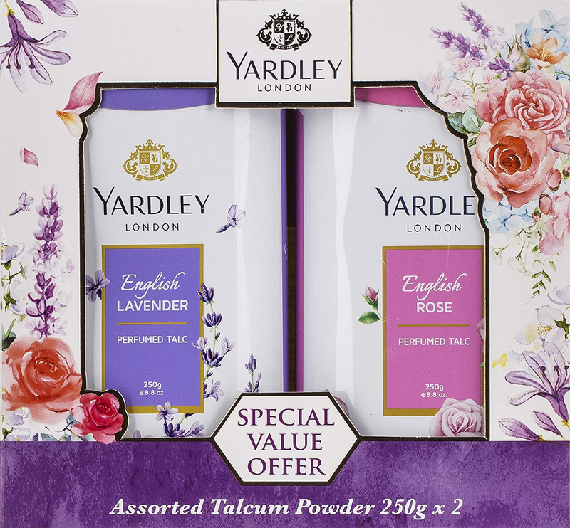 Yardley London Twin Talc Saver Pack Assorted, 2 x 250g