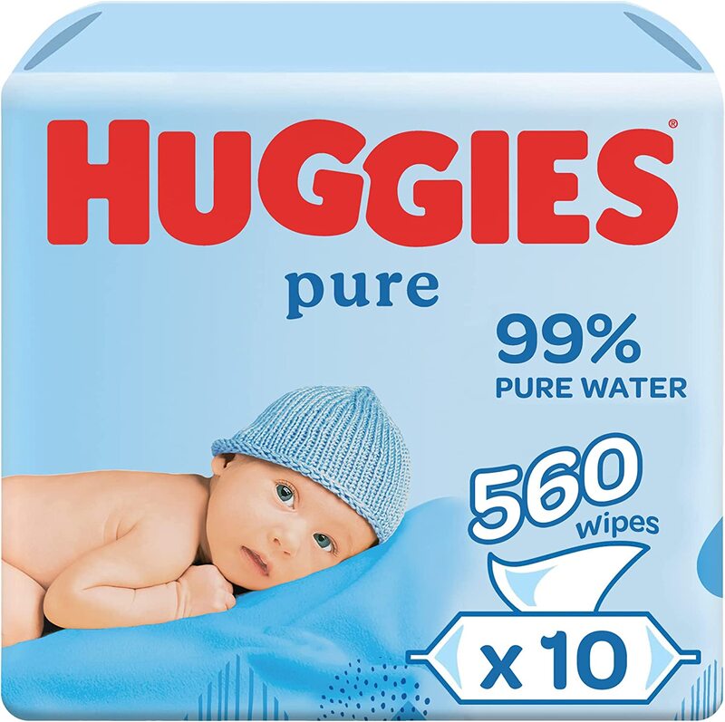 Huggies Pure Baby Wipes, 10 x 56 Wipes, 560 Wipes