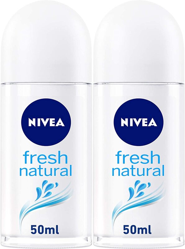 Nivea Fresh Natural Ocean Extracts Deodorant Roll-On for Women, 50ml, 2 Pieces