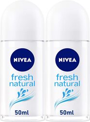 Nivea Fresh Natural Ocean Extracts Deodorant Roll-On for Women, 50ml, 2 Pieces