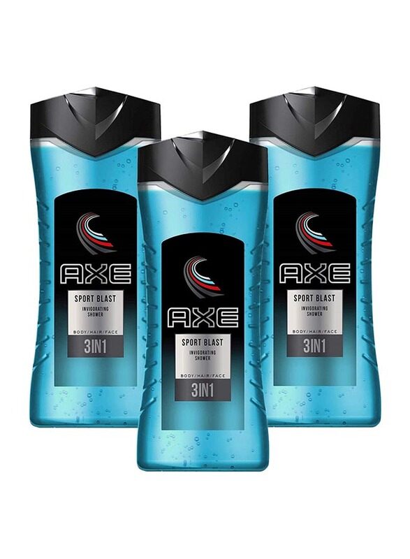 

AXE Sports Blast Invigorating Shower 3 in 1 Body Wash for Men, Blue, 3 x 400ml