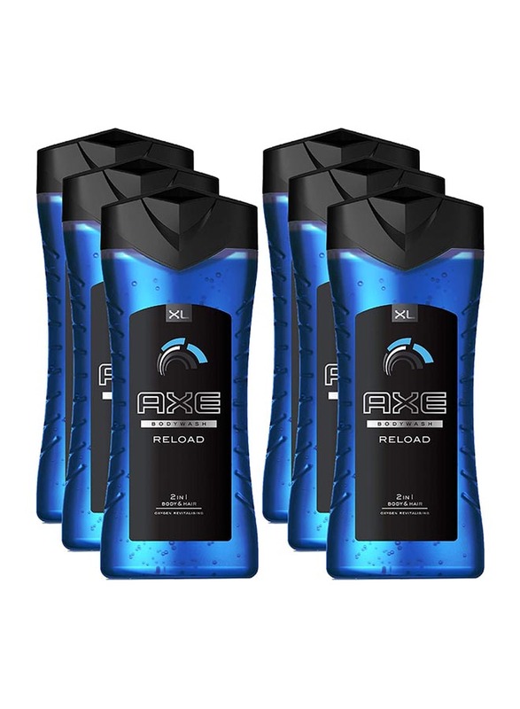

AXE Reload XL 2 in 1 Oxygen Revitalizing Body Wash & Shampoo, Blue, 6 x 400ml