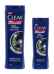 Clear Men's Anti-Dandruff Deep Cleanse Shampoo, 2 Pieces x 400ml + 180ml