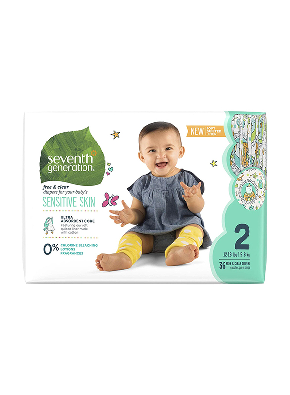 Seventh Generation Baby Diapers, Size 2, 5-8 kg, 3 x 36 Count