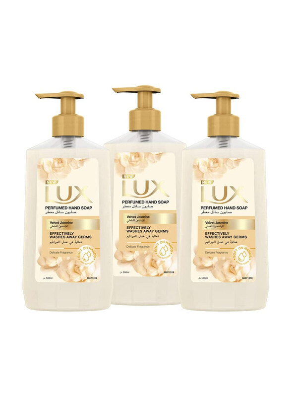 

LUX Glycerine Enriched Velvet Jasmine Antibacterial Liquid Hand Wash, 3 x 500ml