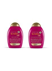 Ogx Strength & Length+ Keratin Oil Shampoo & Conditioner Set for Anti Hairfall, 2 x 385ml