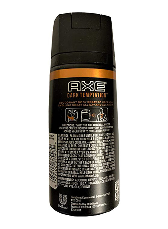 AXE Dark Temptation Body Spray Deodorant for Men, 4 x 113g