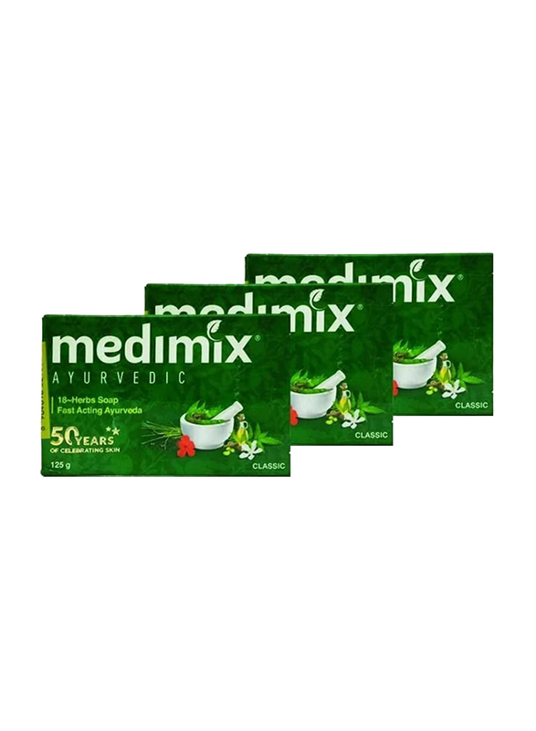 

Medimix Ayurvedic 18-Herbs Handmade Herbal Soap, 3 x 125g