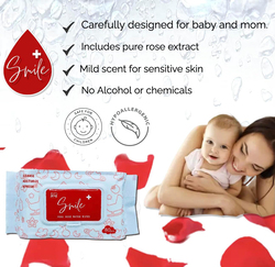 Smile+ 80-Sheets Pure Rose Water Wipes