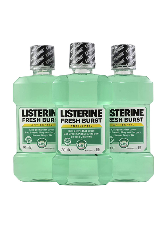 

Listerine Fresh Burst Mouthwash Bottles, 3 x 250ml