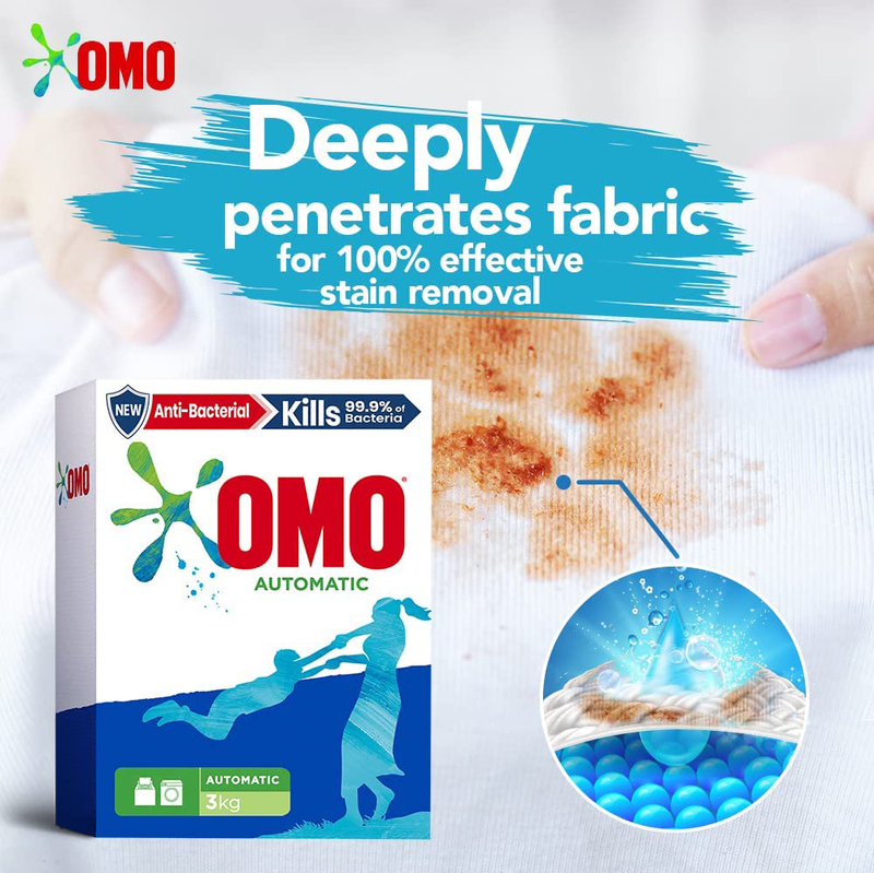 Omo Antibacterial Cloth Washing Active Detergent, 2 x 2.25Kg
