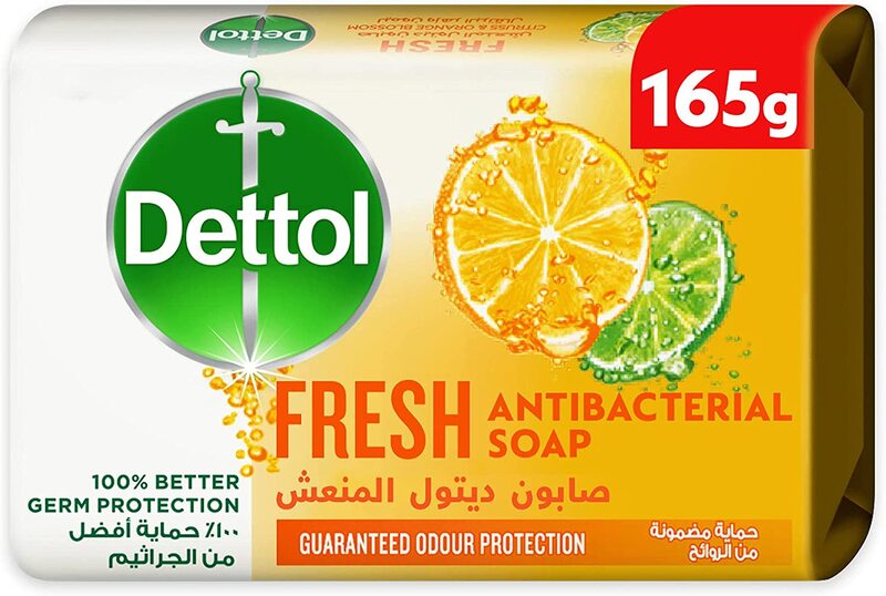 Dettol Fresh Anti-Bacterial Bathing Soap Bar, 165gm, 4 Pieces