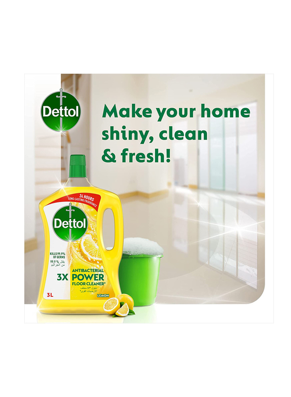 Dettol Lemon Antibacterial Power Floor Cleaner, 2 x 3Litres