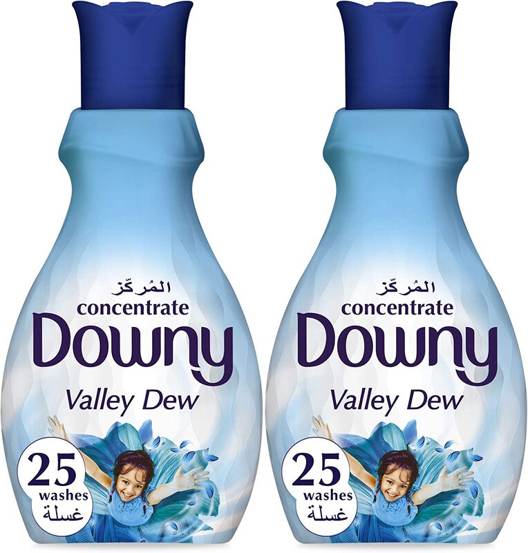 Downy Valley Dew Concentrate Fabric Softener, 2 x 1 Liters