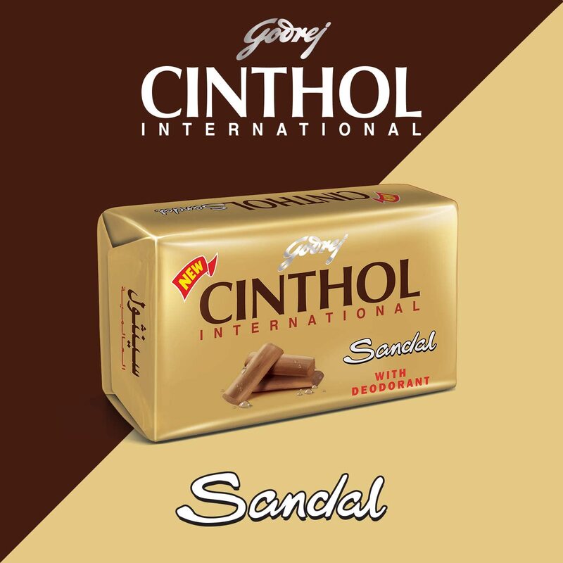 Cinthol Sandal with Deodarant Bar Soap, 175gm, 4 Pieces