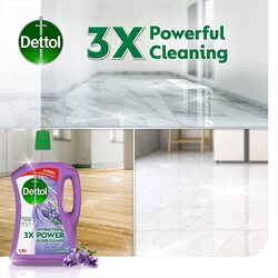 Dettol Lavender Anti-Bacterial Power Floor Cleaner with 3 Times Powerful Cleaning, 2 x 1.8 Liters