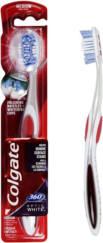 

Colgate 360 Optic White Medium Whitening Toothbrush, Multicolour, 1 Piece