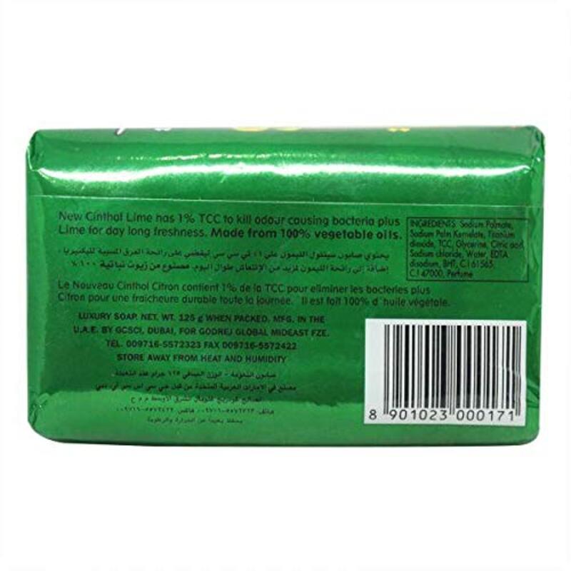 Cinthol International Lime Bath Soap Bar with Deodorant, 125gm, 12 Pieces