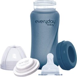Everyday Baby Glass Baby Bottle Healthy+, From 3 months, 240 ml, Blueberry