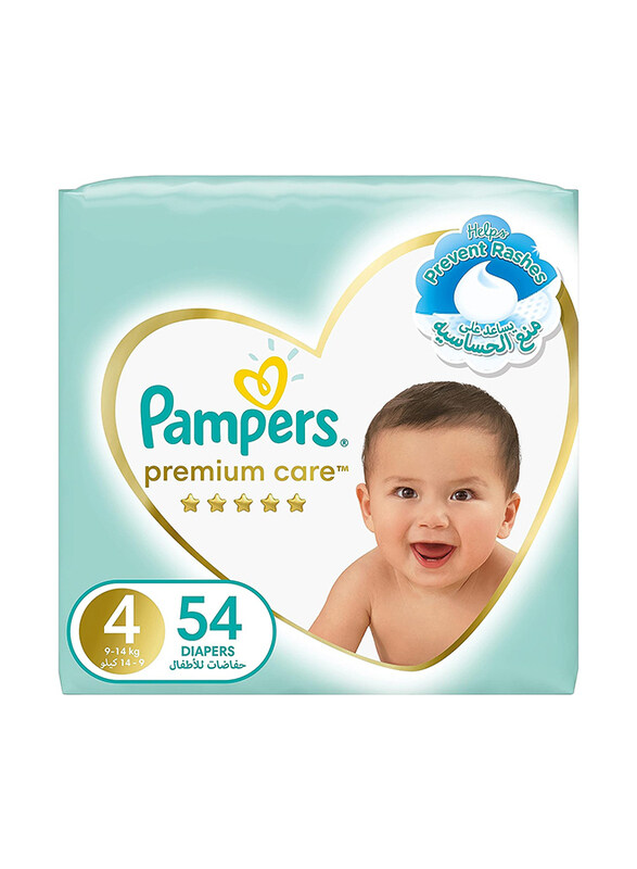 

Pampers Premium Care Diapers, Size 4, 9-14 kg, 54 Piece