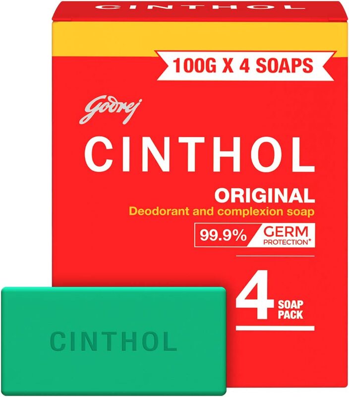 Cinthol Original Deodarant & Complexion Bath Soap, 100g, 4 Pieces