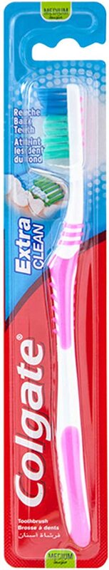 Colgate Extra Clean Medium Toothbrush, Assorted Colors, 12 Pieces