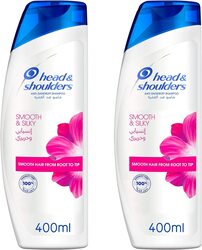 Head & Shoulders Smooth and Silky Anti-Dandruff Shampoo, 400ml, 2 Pieces