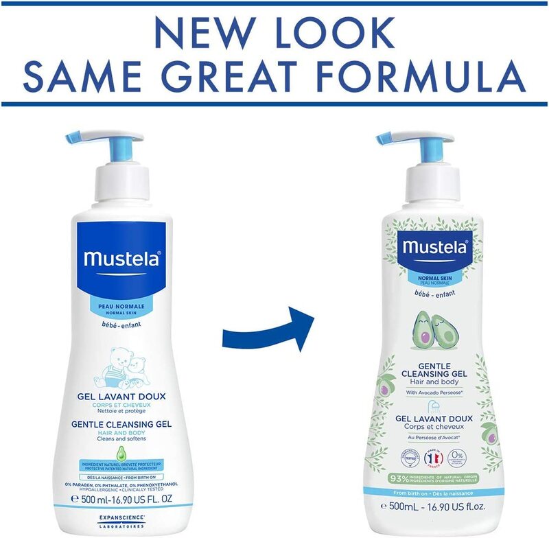 Mustela Gentle Cleansing Gel, Baby Hair & Body Wash with Avocado Perseose, 500ml, 2 Pieces