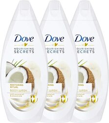 Dove Restoring Ritual Body Wash with Coconut Oil & Almond Milk, 500ml, 3 Pieces