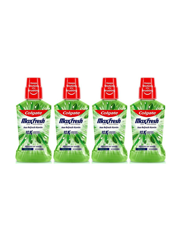 

Colgate Maxfresh Fresh Tea Plax Antibacterial Mouthwash Germ Removal 24/7 Fresh Breath, 4 x 250ml