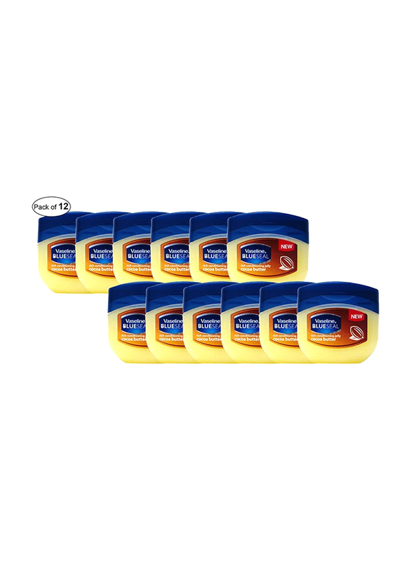 Vaseline Petroleum Jelly Blue Seal with Cocoa Butter, 12 x 100ml