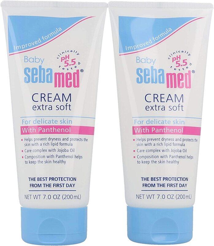 

Sebamed Baby Cream Extra Soft Ultra Mild Moisturizer for Delicate Skin with Panthenol, 200ml, 2 Pieces