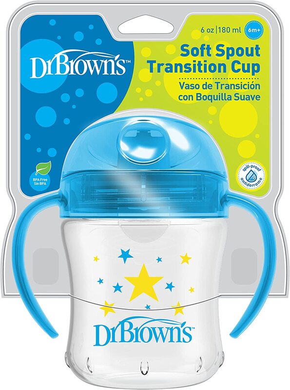 Dr. Browns Soft Spout Toddler Cup with Handles, 180ml, 6 Months +, Blue