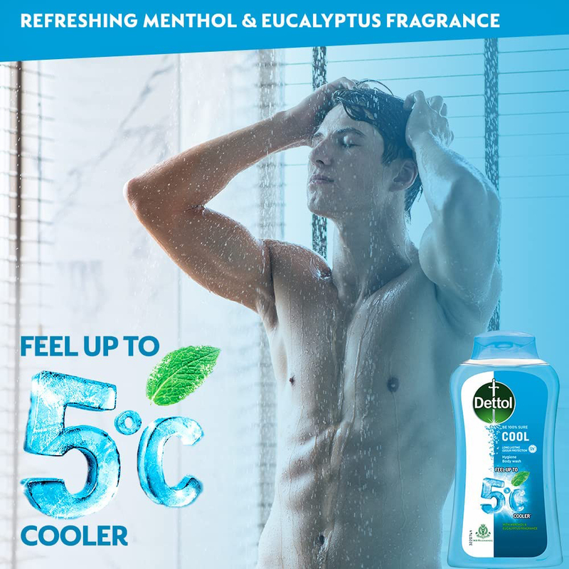 Dettol Cool Body Wash and Shower Gel for Women and Men, 3 x 250ml
