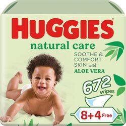 Huggies 12 x 56 Sheets Aloe Vera Natural Care Baby Wipe