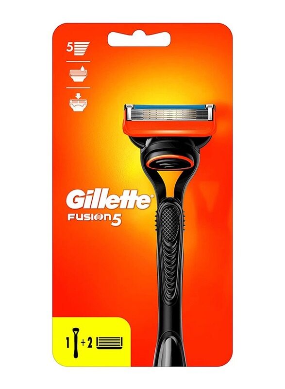 

Gillette Fusion 5 Razor Handle with 2 Blade Refills for Men, Orange, 3 Pieces