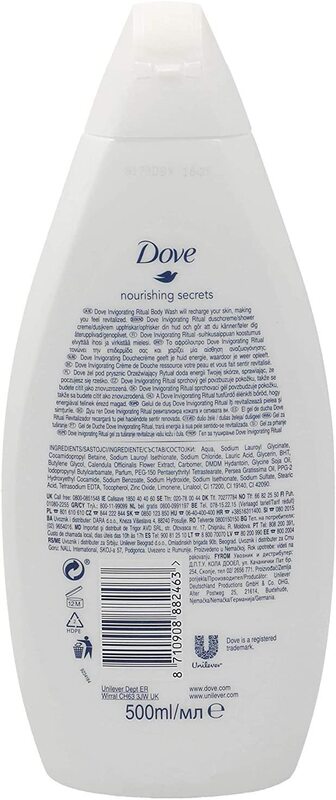 Dove Nourishing Secrets Invigorating Ritual Body Wash, 500ml, 2 Pieces
