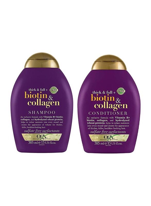

Ogx Thick & Full+ Biotin & Collagen Shampoo and Conditioner Set for Fine Hair, 2 x 385ml